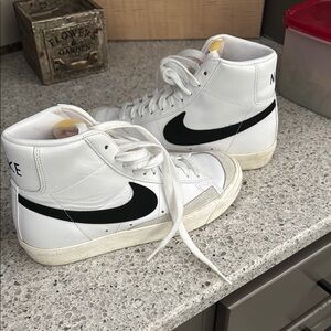 Nike White and Black High-Top Sneakers